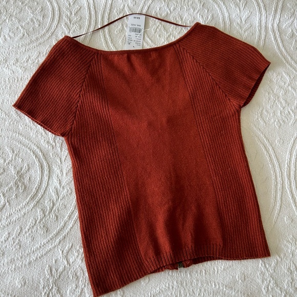 NWT PacSun Rust Red Ribbed Zip-Up Blouse - Picture 3 of 3